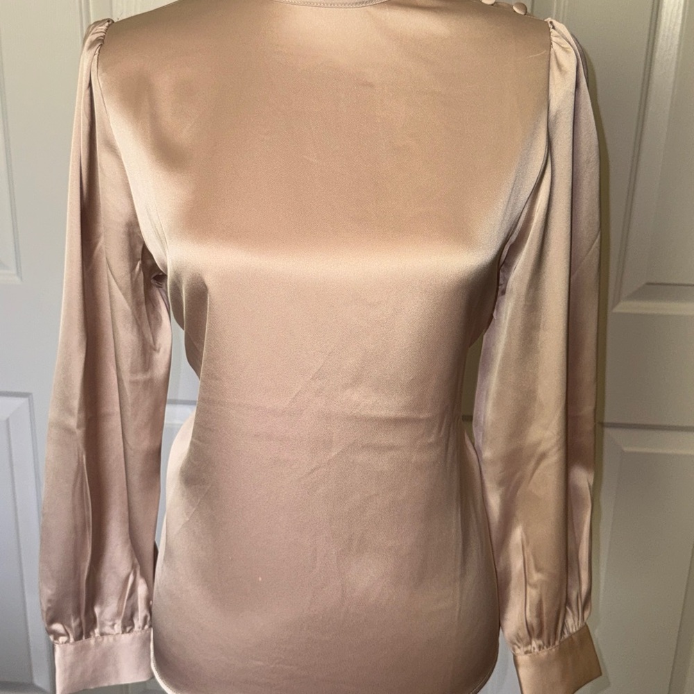 Rachel Zoe Satin Blouse - Soft Beige